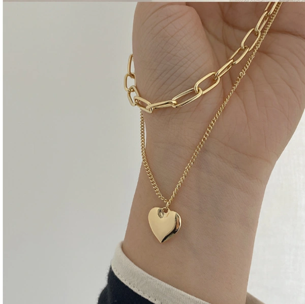 Two layer Heart Chain - Gold